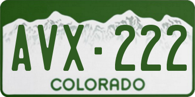 CO license plate AVX222
