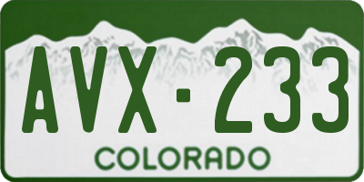 CO license plate AVX233