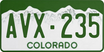 CO license plate AVX235