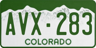 CO license plate AVX283