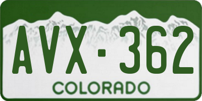 CO license plate AVX362