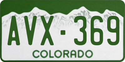 CO license plate AVX369