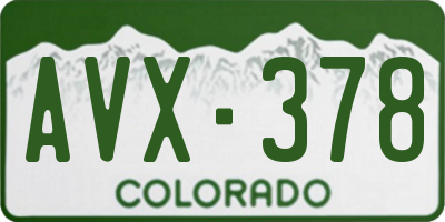 CO license plate AVX378
