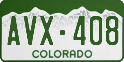 CO license plate AVX408