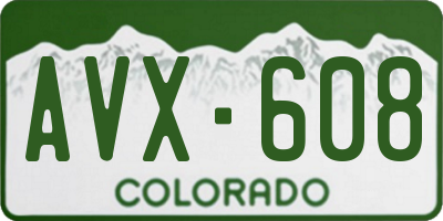 CO license plate AVX608