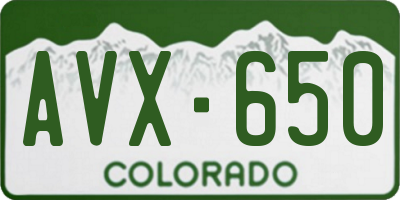 CO license plate AVX650