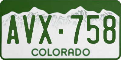 CO license plate AVX758