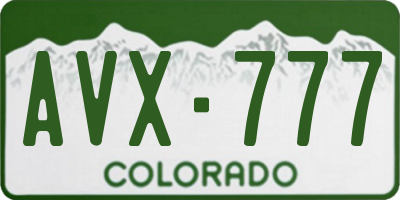 CO license plate AVX777
