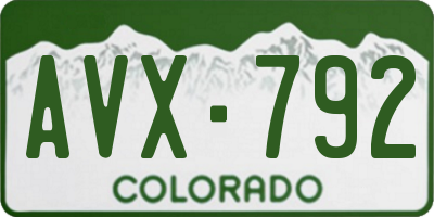 CO license plate AVX792