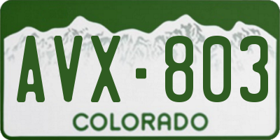 CO license plate AVX803