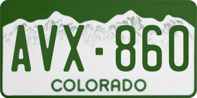 CO license plate AVX860