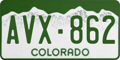 CO license plate AVX862