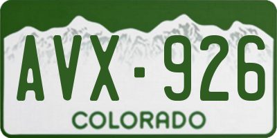 CO license plate AVX926