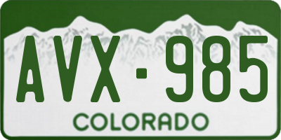 CO license plate AVX985