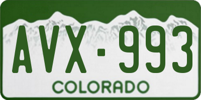 CO license plate AVX993