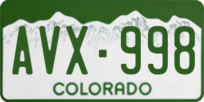 CO license plate AVX998