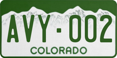 CO license plate AVY002