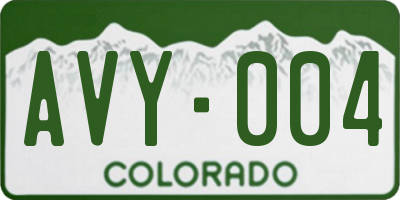CO license plate AVY004