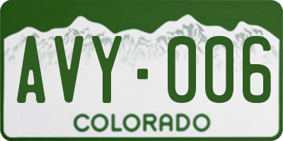 CO license plate AVY006