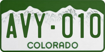 CO license plate AVY010