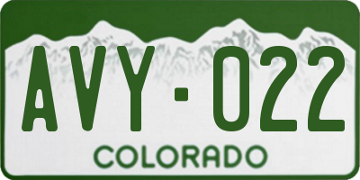 CO license plate AVY022