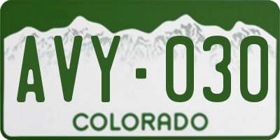 CO license plate AVY030