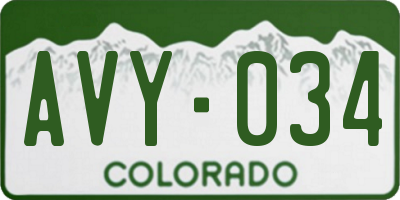 CO license plate AVY034