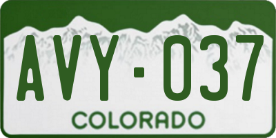 CO license plate AVY037