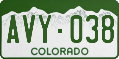 CO license plate AVY038