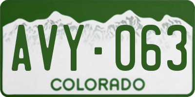 CO license plate AVY063