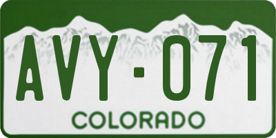 CO license plate AVY071