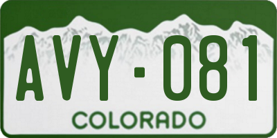 CO license plate AVY081
