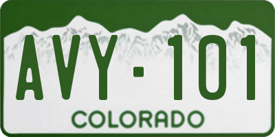 CO license plate AVY101