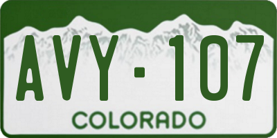 CO license plate AVY107