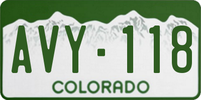 CO license plate AVY118
