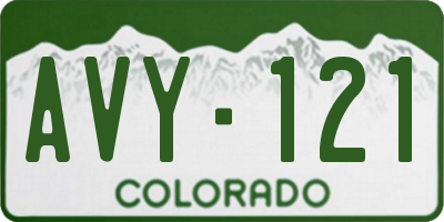 CO license plate AVY121