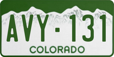CO license plate AVY131