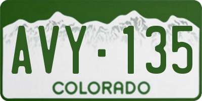 CO license plate AVY135