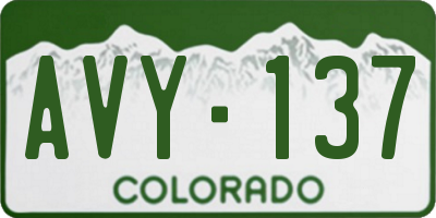 CO license plate AVY137