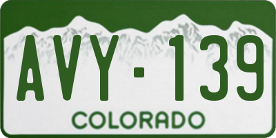 CO license plate AVY139