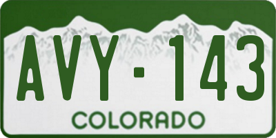 CO license plate AVY143