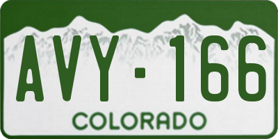 CO license plate AVY166