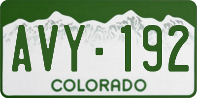 CO license plate AVY192