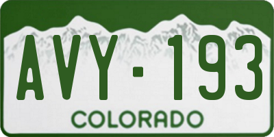 CO license plate AVY193