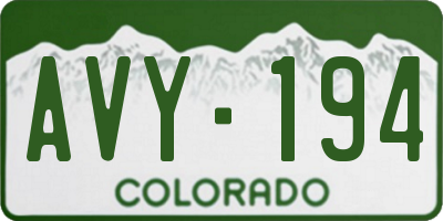 CO license plate AVY194