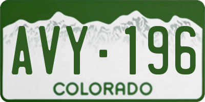 CO license plate AVY196