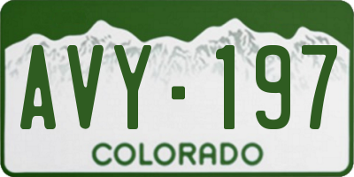 CO license plate AVY197