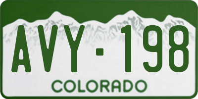 CO license plate AVY198