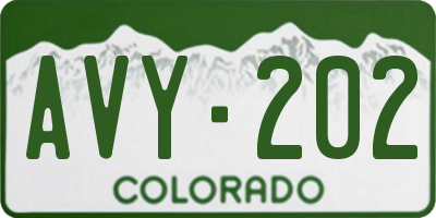 CO license plate AVY202
