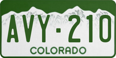 CO license plate AVY210